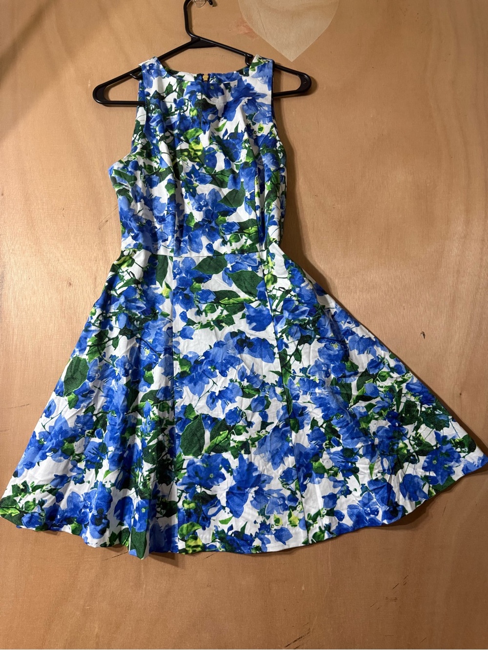 MILLY Blue Blue Green Floral Fit & Flare Dress Size 4 Garden Party Wedding